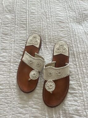 Jack Rogers Women’s White Leather Slide Sandals